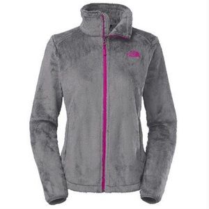 grey and pink north face